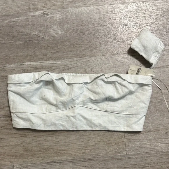 Maeve Soft Gray Strapless Crop Top - Picture 3 of 7